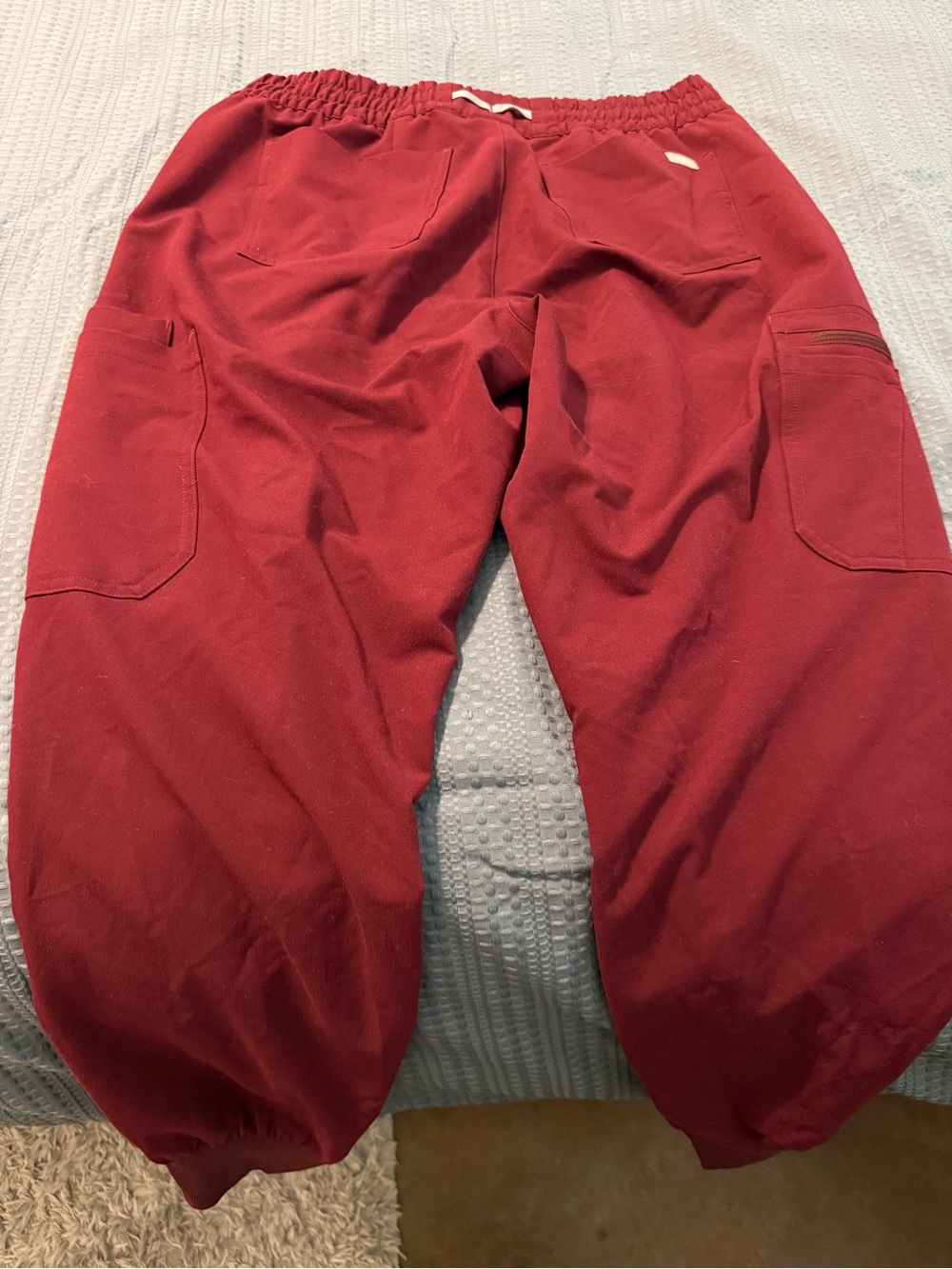 Figs Women's Track Joggers in Deep Red with Drawstring - Picture 5 of 9